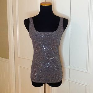 Moda International Sequin Top Grey Like New XS